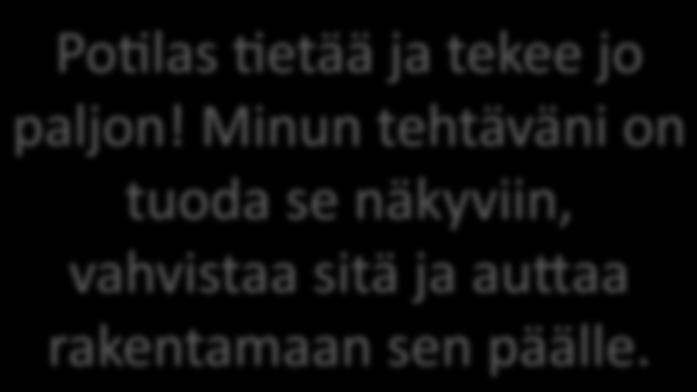 neuvottelee potilaan kanssa tälle sopivan hoitovaihtoehdon