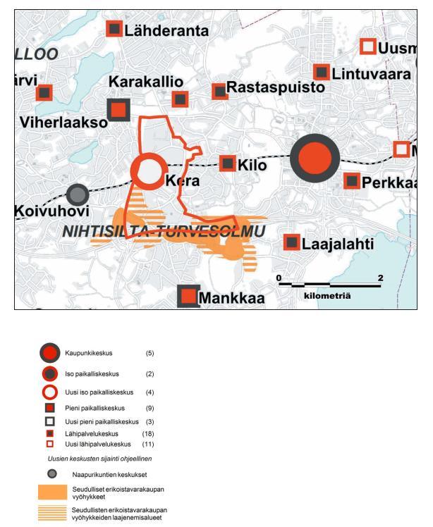 Keran osayleiskaavaan on merkitty varaus pikaraitiotielle Keran aseman kautta Nihtisillan kaupan alueen viereen jatkuen tästä Matinkylään.