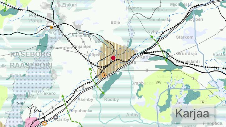 4.2. Karjaa Raaseporissa taajamatoimintojen kehittämisvyöhykkeen on suunniteltu ulottuvan Leppiin, maakuntakaavan osoitetulle Karjaan kaupan alueelle.