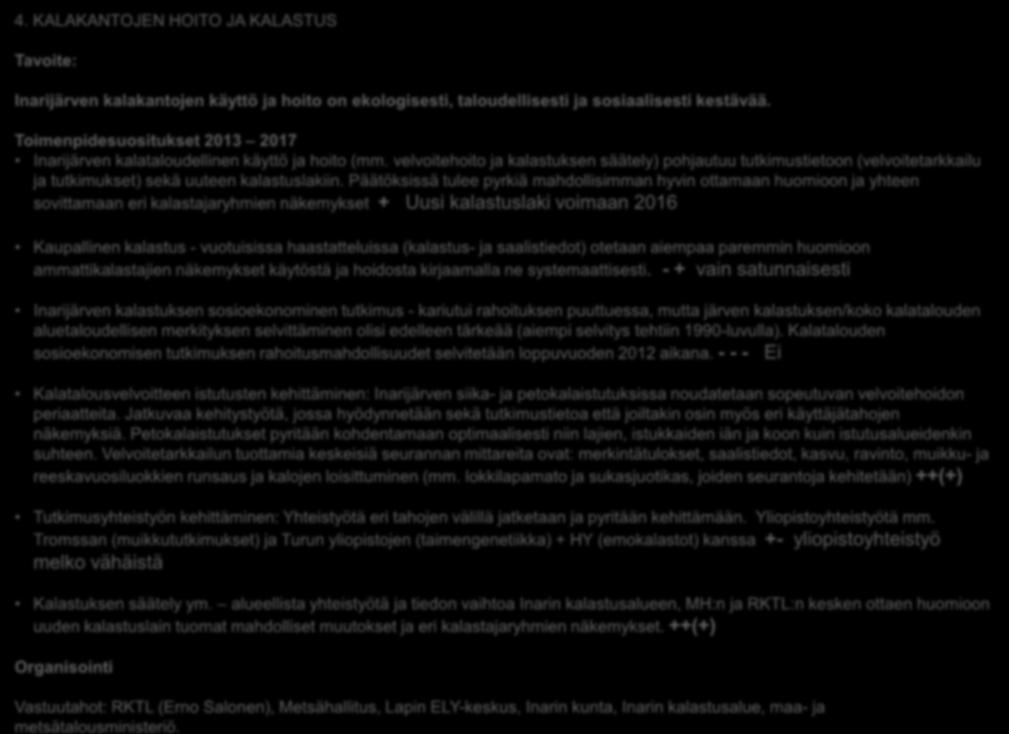 velvoitehoito ja kalastuksen säätely) pohjautuu tutkimustietoon (velvoitetarkkailu ja tutkimukset) sekä uuteen kalastuslakiin.