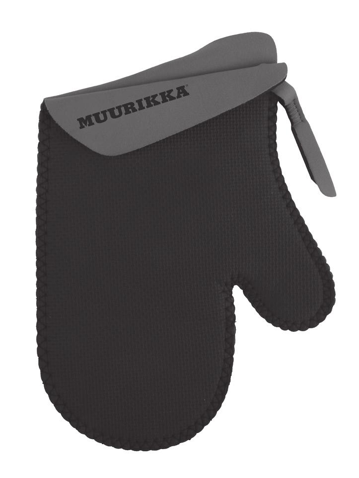Material: Neoprene. Толстая рукавица обеспечивает надежный захват, хорошо защищает руку и долго сохраняется чистой. Теплостойкость 260 град. Можно стирать вручную. Размеры: длина пр. 25 см.