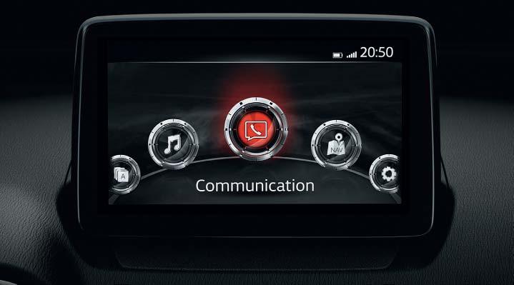 OHJAUSPYÖRÄ BLUETOOTH -PAINIKKEILLA Hands free -puheluita voi soittaa ja vastaanottaa Mazda2:n ohjauspyörään integroidun Bluetooth