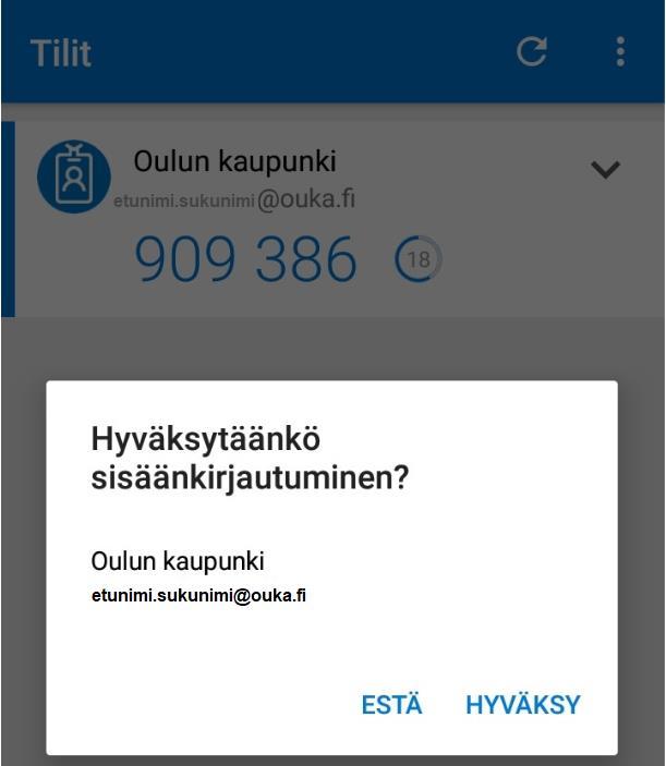 10. Palaa takaisin tietokoneen kuvaruudulle ja klikkaa Next-painiketta. 11. Määritys testaa Authenticatoria lähettämällä hyväksymispyynnön puhelimeesi.