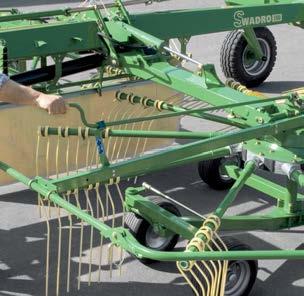 Swadro-keskikarhottimet Mekaaninen työkorkeudensäätö Mekaaninen työleveydensäätö Hydraulinen työleveydensäätö Yksittäisen roottorin nosto Jäykät piikkivarret Kokoontaitettavat