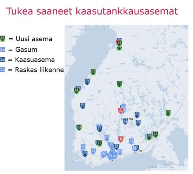 Liikennebiokaasukentän tilanne Liikennekaasun murrosvaihe koko Suomessa 50