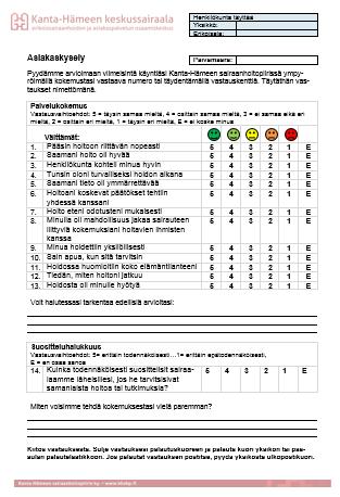 6(30) sempi (vain 46 % tyytyväisiä) verrattuna sairaalassa ilmaistuun tyytyväisyyteen.