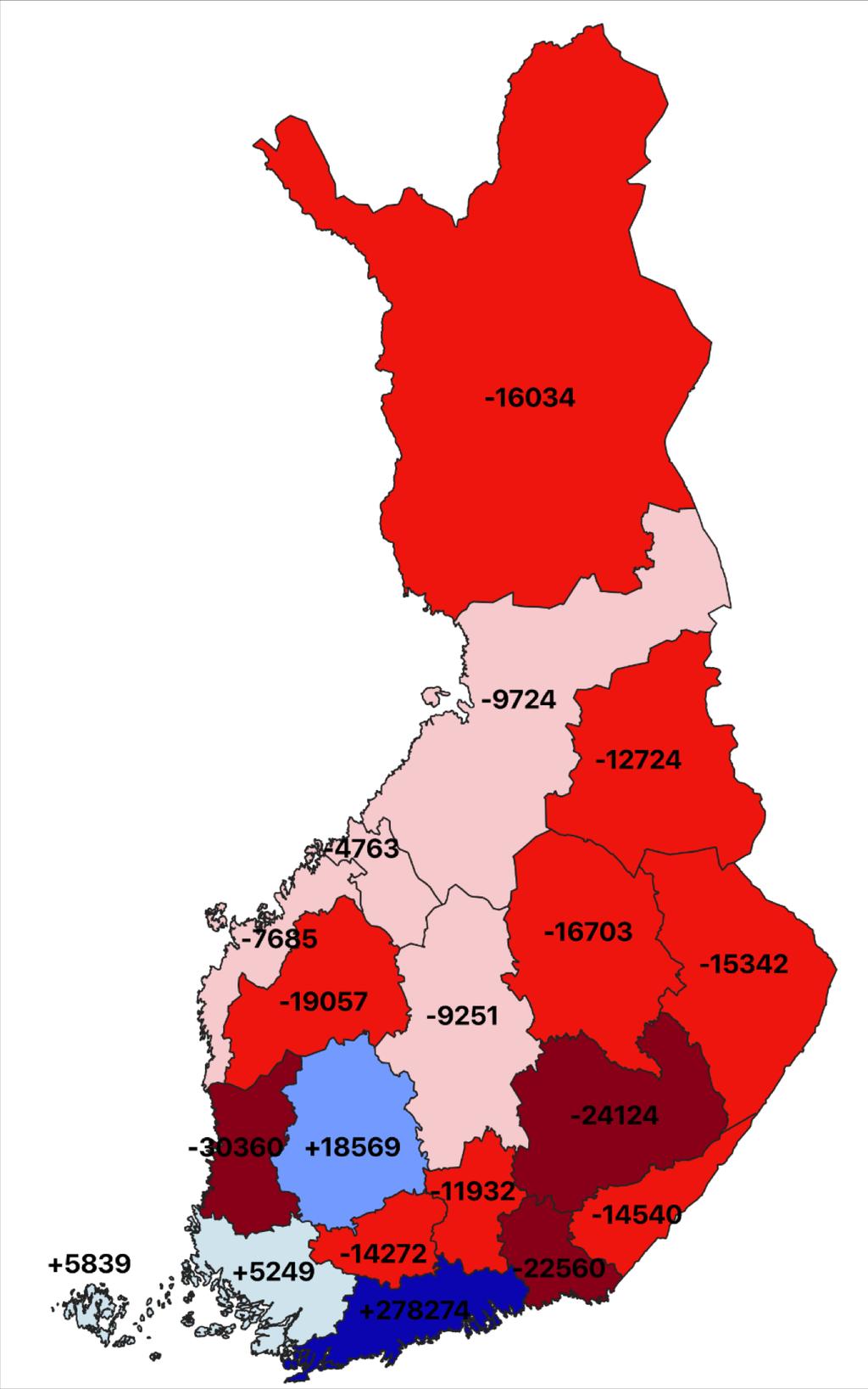 4 maakunnan väkiluku kasvaa MDI:n ennusteen mukaan vuosien 2018-2040 aikana.