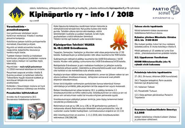 11/24 VIESTINTÄ Vuoden aikana lippukunnan toiminnasta tiedotettiin koteihin ja lippukunnalle tiedotteilla.