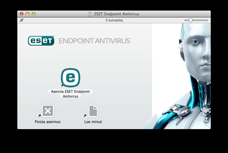 3. Asennus ESET Endpoint Antivirus-asennusohjelma voidaan käynnistää kahdella eri tavalla: Jos asennat CD/DVD-levyltä, aseta levy CD/DVD-ROM-asemaan ja käynnistä asennus kaksoisnapsauttamalla
