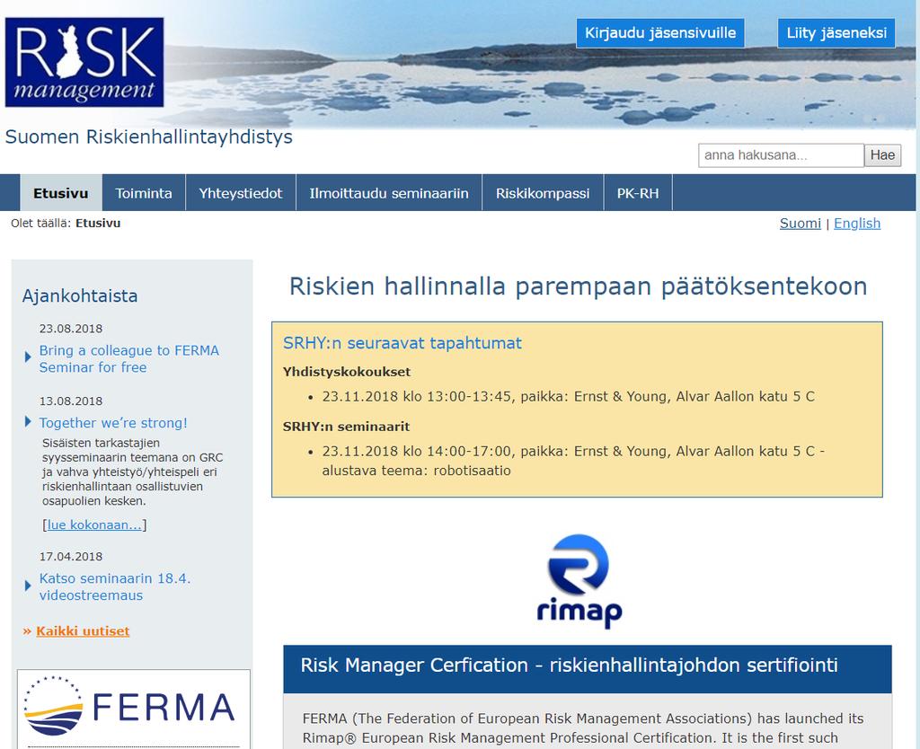 SRHY On non-profit organisaatio Tukee monilla tavoin on tukemassa jäsenistöään ja suomalaista yhteiskuntaa Järjestämä vuosittain mini-seminaareja ajankohtaisten asioiden tiimoilta Jakaa stipendejä