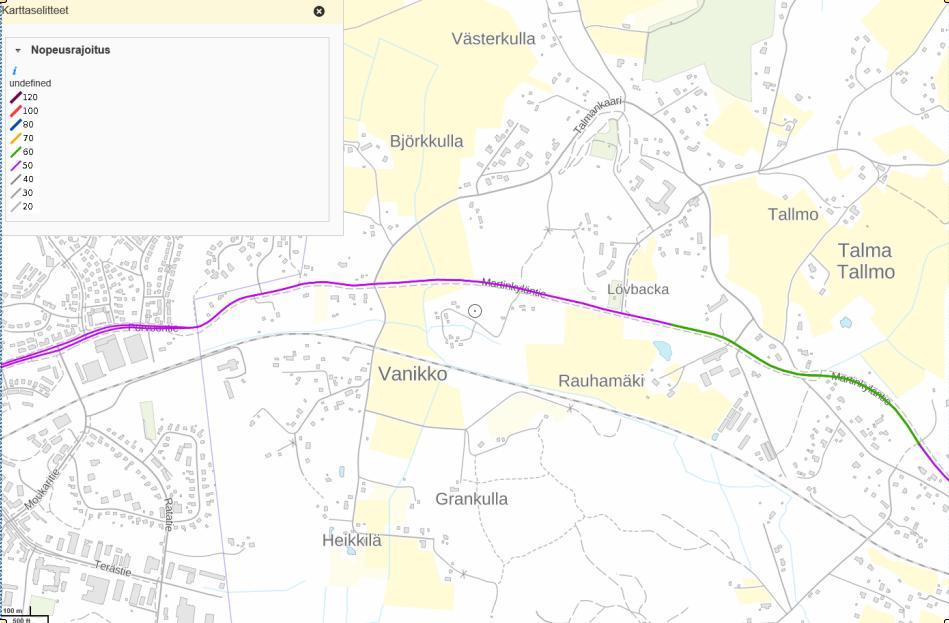 3 Martinkyläntien osalta nykytilanteen nopeustietona on käytetty tierekisterin mukaista tietoa (Paikkatietoikkuna, marraskuu 2017), nopeustasot