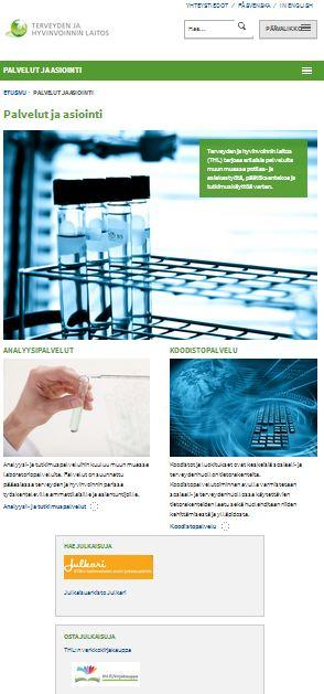 Mobiili-näkymässä sivuvalikko on piilotettu painikkeen