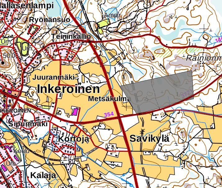 Kohteen Rainionmäki ja Sammalsuon pelto läntisin osa. Suunnittelualueen läheisyydessä sijaitsee Natura2000-verkostoon kuuluva kaksiosainen alue Inkeroisissa.
