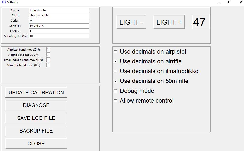Asetukset (SETTINGS) Settings-ikkunasta voidaan muuttaa laitteen asetuksia. Asetukset tallennetaan automaattisesti ja ohjelma muistaa ne myöhemminkin. Kuva 10: Asetukset.