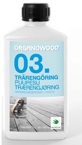 ORGANOWOOD PUUNSUOJA 02: LIKA- JA VESISUOJA OrganoWood -puunsuojaa 02 käytetään puupintojen viimeistelyyn OrganoWood -puunsuojausmenetelmässä sekä OrganoWood -modifioidun puun kunnossapitokäsittelyyn.