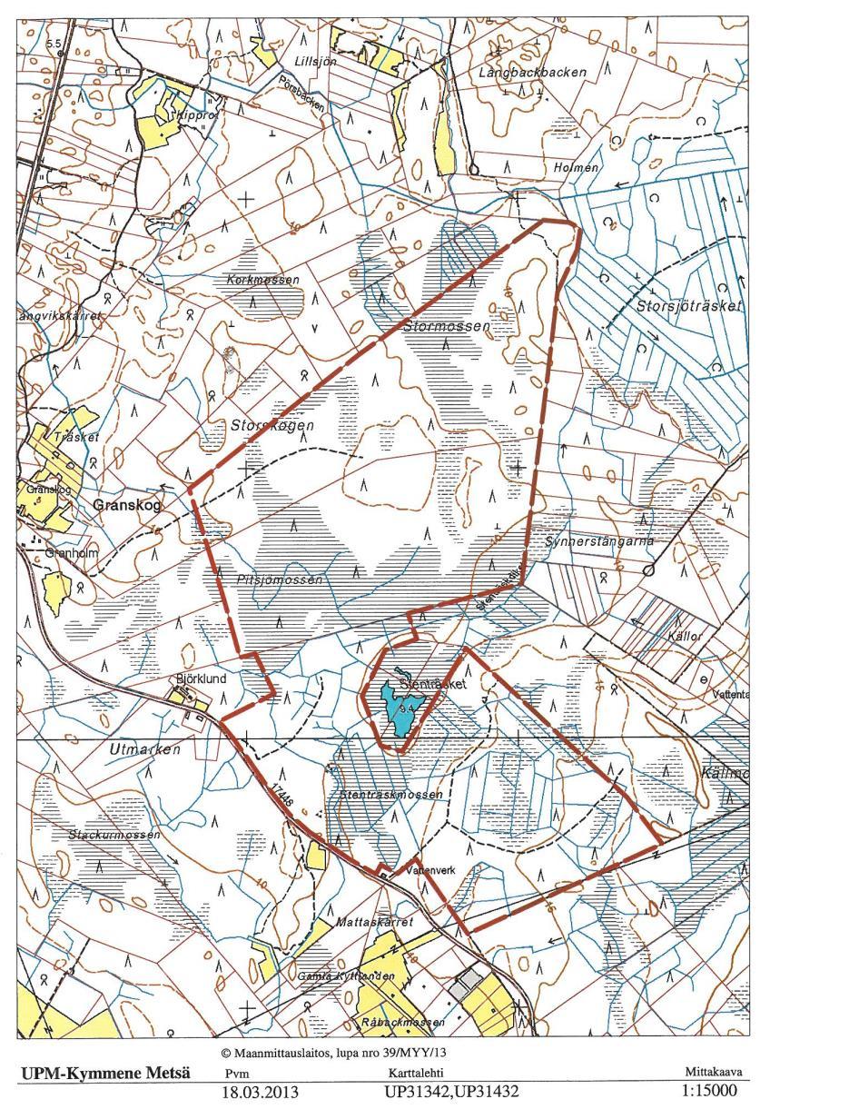 3. GRANSKOGIN TUULIVOMAPUISTON OSAYLEISKAAVA 6 Suunnittelijana toimii Otsotuuli Oyj ja kaava sisältää 5 tuulivoimalaa, joidenka kapasiteetti on 2,4-4,0 MW.