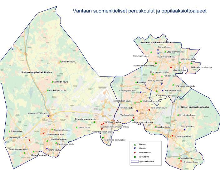 Vantaan perusopetus 22 000 peruskoululaista 7 200 yläkoululaista 19:ssä koulussa