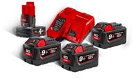 M4933459217 MILWAUKEE M18 NRG-503 AKKU- JA LATURIPAKETTI 3 X 5,0 AH + M12 B2 2,0 AH AKKU M18 5,0Ah REDLITHIUM-ION akkusetti. 3 x M18 B5 5,0Ah REDLITHIUM-ION akkua.