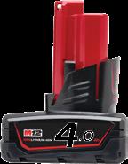 M4932451388 MILWAUKEE M12 B4 AKKU 4,0 AH 12V - 4,0 Ah REDLITHIUM-ION akku. REDLINK digitaalinen ylikuormitussuoja.