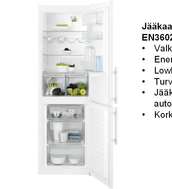 Ajastustoiminto 1-24h Keittiön kalustekaavion mukaisesti Asunnot > 40 m² Kylmälaitteet