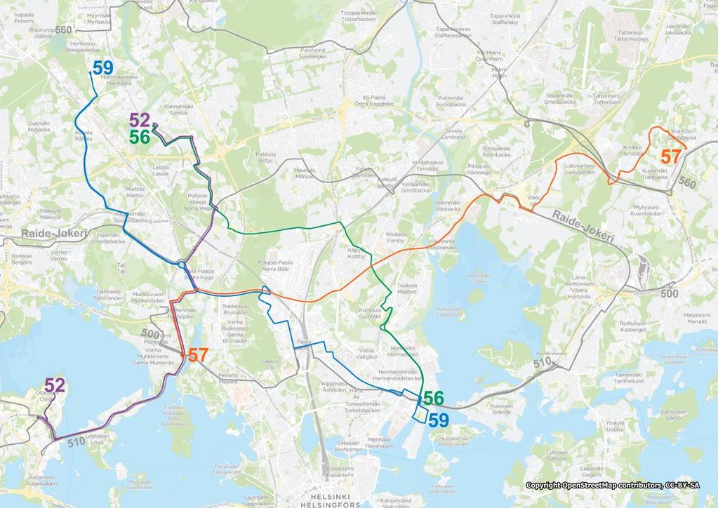 16 3.1 Tiheän vuorovälin linjat Tiheän vuorovälin linjat liikennöivät arkisin noin klo 5 23.30 