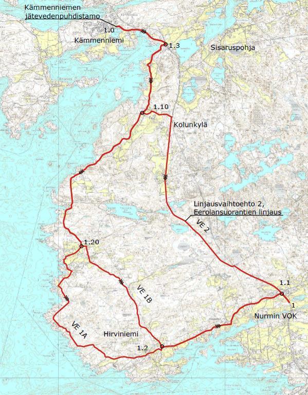 FCG SUUNNITTELU JA TEKNIIKKA OY Yleissuunnitelmaselostus 8 (19) osana Tampereen pohjoisen alueen vesihuollon vaihtoehtojen vertailua ja vaikutusten arviointia (FCG 2009) sekä Kämmenniemen ja