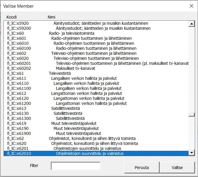 Käyttämällä valintalistaa saa sen sijaan vain kyseiseen soluun soveltuvia arvoja.