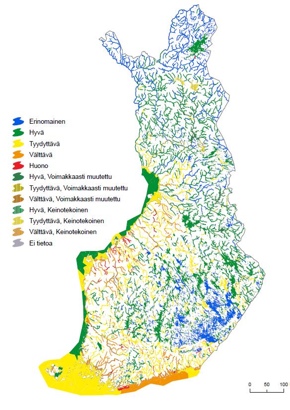 Esimerkki vesitehtävistä: Vesien- ja merenhoidon palvelukokonaisuus Perustuu EU:n direktiiveihin ja lakiin vesien- ja merenhoidosta Pohjois-Pohjanmaalla 476 järveä tai järven osaa (n 1 580 km 2 );