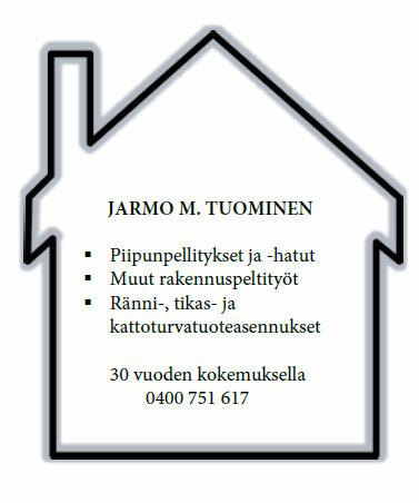 turvehoidot sekä turvesauna. Myös turvetuotteiden myynti. Marja Heinonen 040 5036 556 SEURAAVA UUTISANKKURI ILMESTYY 19.6.2019 JA SITÄ SEURAAVA 14.8.2019. AI- NEISTO KESÄKUUN NUMEROON MA 10.6.2019 KLO 17 MENNESSÄ OSOITTEELLA kunta@pyharanta.