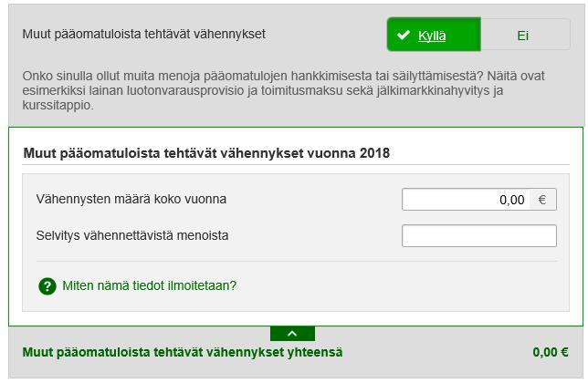 Pääomatuloihin liittyvät kulut Arvopapereiden hoito- ja säilyttämismenot ovat yleensä valmiina esitäytetyllä veroilmoituksella