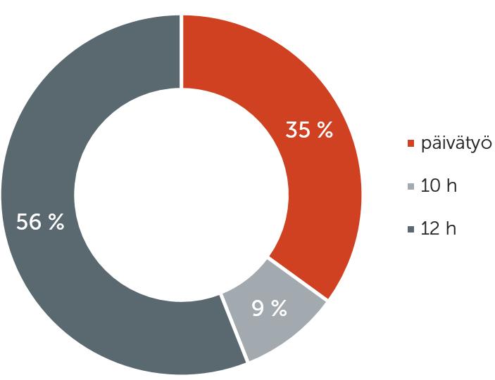 Yli puolet henkilöstöstä teki kertomusvuonna 12-tuntista työpäivää siten, että neljää työpäivää