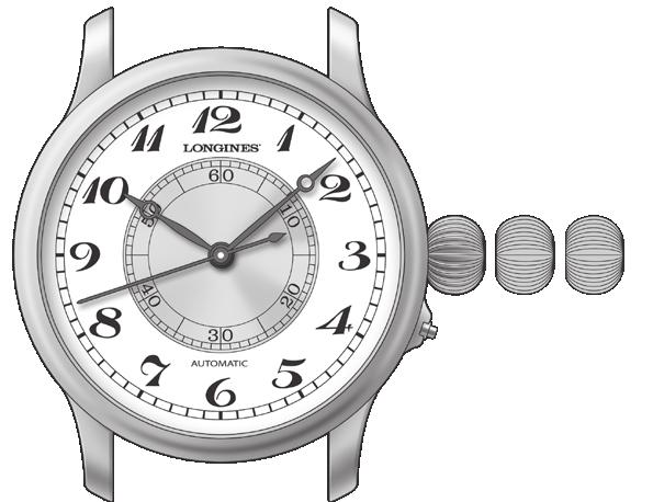 538 L699 THE LONGINES WEEMS SECOND-SETTING WATCH Automaattivetoiset kellot Tuntiosoitin Minuuttiosoitin Sekuntiosoitin Pyörivä keskustaulu A 1 2 3 Rungon vapauttajapainike L699-Weems Kello näyttää