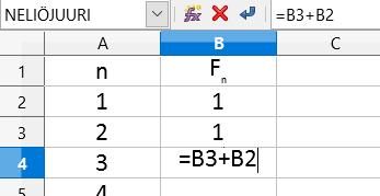 esimerkiksi LibreOffice Calcin avulla. Taulukkolaskennan soluviittaukset ovat näppärä tapa luoda rekursio.