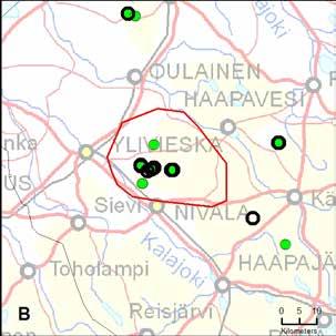 määritykset: 17 kpl, kuudesta eri susiyksilöstä GPSaineisto Maastoseuranta Etsintäreittejä: