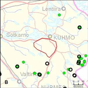 GPSaineisto Maastoseuranta Etsintäreittejä: Jäljitysreittejä: Havaintoja reviirin merkkauksesta: A) Kirjatut