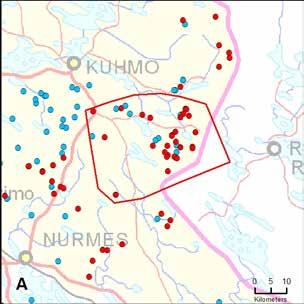 48. Saunajärven reviiri (Kainuu) Yksilömääräarvio: 8 11.8. 31.12. 10 kpl 26 kpl, 38 yks. 1.1.2019 24.2.2019 3 kpl, 45 yks.