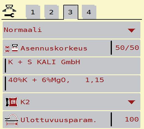 Käynnistä valikko Päävalikko > Lannoite