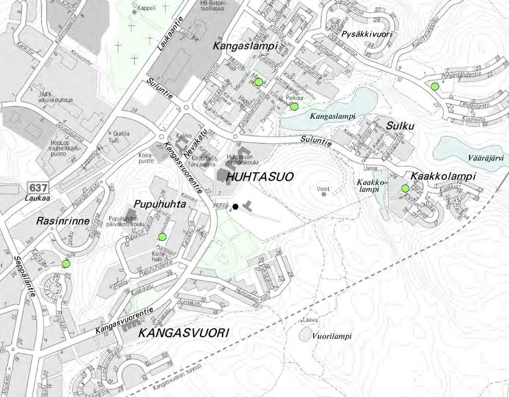 Huhtasuo-Kangasvuori Mansikkakuja Kunnostus 2025-28 Vääräjärven korttelileikkipuisto Kangaslammen toimintapuisto
