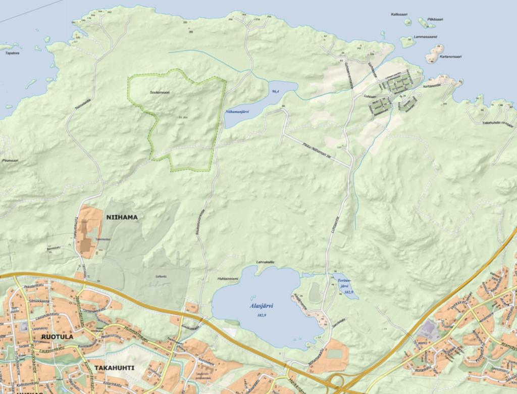 ORTIT NIIHAMAAN bussipysäkki Yleinen parkkipaikka Kehityskohde: Turvallinen jalankulun ja pyöräilyn yhteys Erityisesti Luhtaantien turvallisuuteen panostettava.