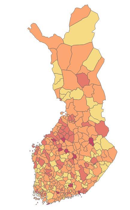 Kuntien lainakanta, /as vuonna 2018 Pienimmät: /as Suurimmat: /as Enonkoski 0 Reisjärvi 11 005 Koski Tl 0 Kökar 8 657 Kauniainen 0 Kyyjärvi 8 334 Jomala 0 Konnevesi 8 007 Hammarland 3 Hanko 7 203