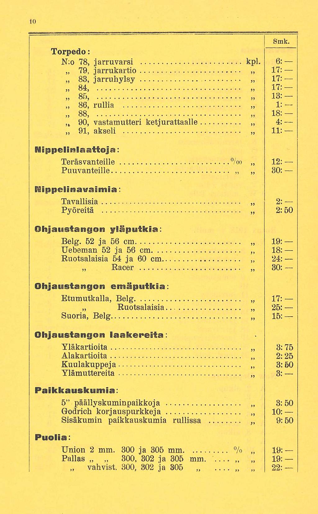 Torpedo: N;o 78, jarruvarsi kpl.