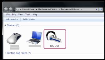 Yhdistäminen pariliitettyyn tietokoneeseen (Windows 7) Tarkista seuraavat asiat ennen käytön aloittamista: Käytettävän tietokoneen mukaan sisäinen Bluetooth-sovitin on ehkä kytkettävä päälle.