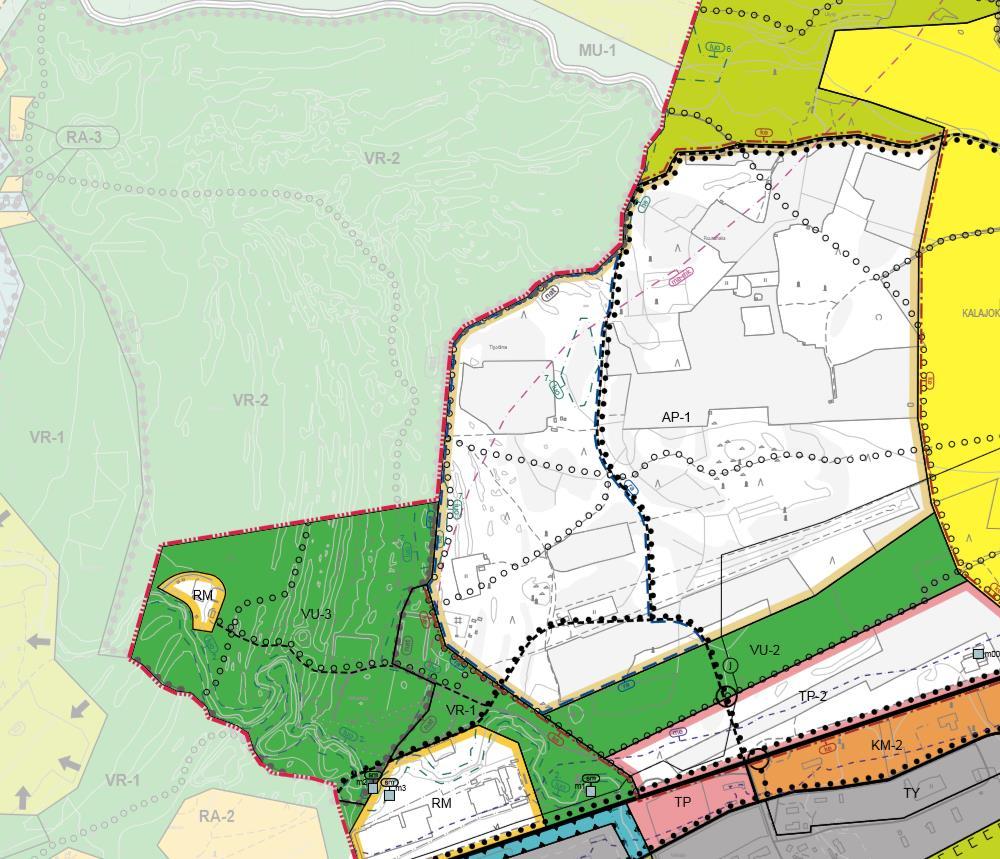 PÄIVITYS 2019 33 Kuva 7-5 Ote kaavaehdotuksesta Maristonpakkojen Natura-alueelta ja sen läheisyydestä. Kaava-alue ulottuu osittain Maristopakkojen Natura-alueelle.
