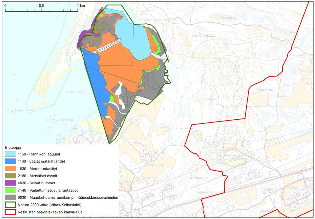 PÄIVITYS 2019 37 8 VIHAS-KEIHÄSLAHTI 8.1 Sijainti ja yleistiedot Vihas-Keihäslahden 138 ha suuruinen Natura-alue (FI1000007) on suojeltu sekä lintu- että luontodirektiivin mukaisena alueena (SAC/SPA).