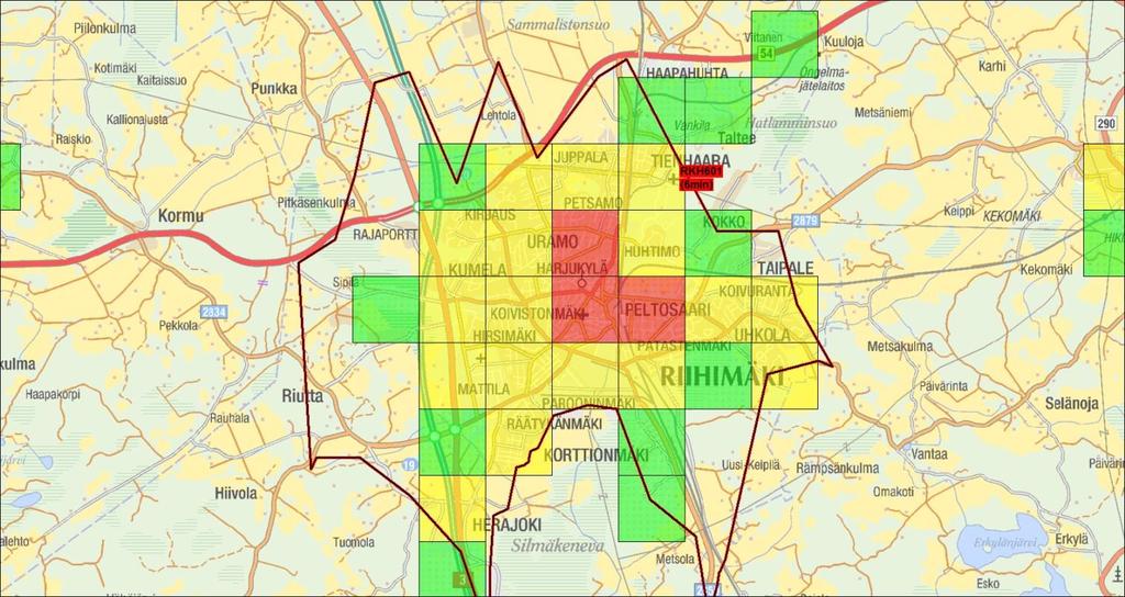 Palvelutasopäätöksen perusteluosa RIIHIMÄKI Asukasluku (31.12.2012) Rak. kerrosala k-m 2 (ei sis. mökit, maatalous) Pinta-ala km 2 29 215 Ennakoitu väestökehitys v.