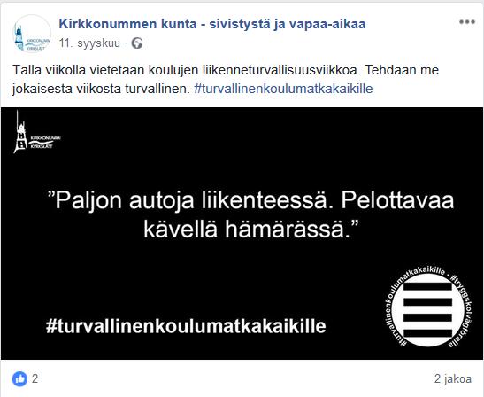 40 Some-kampanjointi Kampanja nostettiin esille sivistys- ja vapaa-aikapalvelujen Facebook-sivulla jo keväällä.