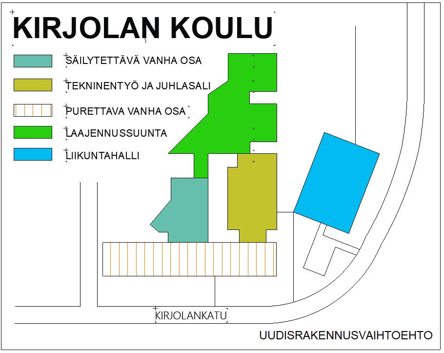 Sivu 4/20 2. Nykyisen rakennuksen osittainen purku ja jäävien osien saneeraus kuten vaihtoehdossa 1.