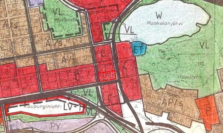 IV kaupunginosan korttelin 7 asemakaavamuutos, kaavaselostus Uudenkaupungin kaupunki, Kaupunkisuunnittelu Sivu 9 / 15 Ote keskeisten alueiden osayleiskaavasta Asemakaava Alueella on voimassa 16.