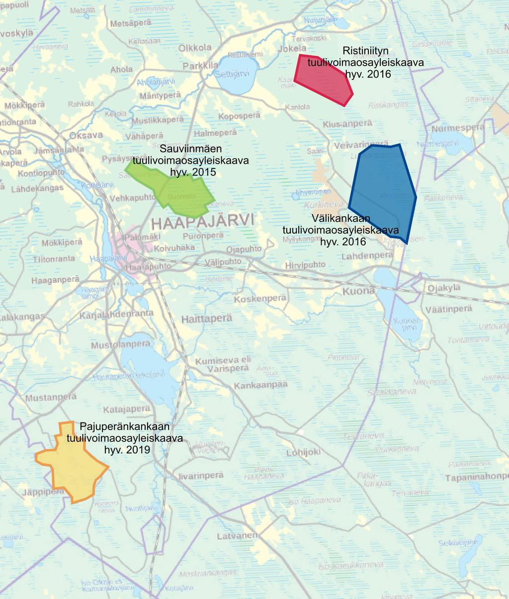 TUULIVOIMAYLEISKAAVAT Haapajärven kaupungin alueella