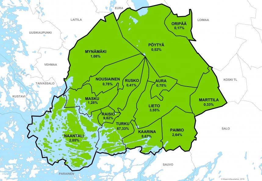 Toiminta-alue 14 osakaskuntaa Turun seudun puhdistamo Oy on neljäntoista kunnan (Turku, Raisio, Kaarina, Lieto, Naantali, Paimio, Masku, Mynämäki, Nousiainen, Rusko, Aura, Pöytyä, Oripää ja Marttila)